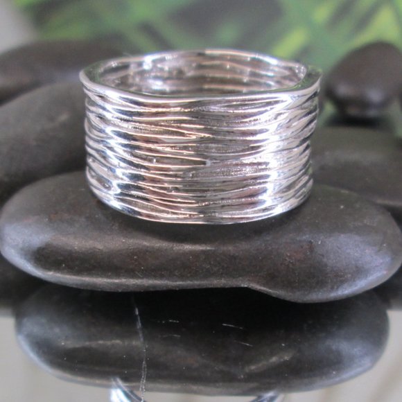 925 Sterling Silver Women's Ring,Thick Ring, Wide Band, 925 Stamped,Woven Ring - Picture 1 of 8